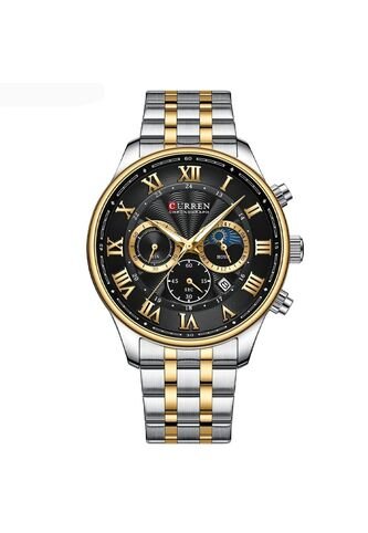 Reloj Curren 8427 Cronógrafo Tablero Negro - Bicolor Curren
