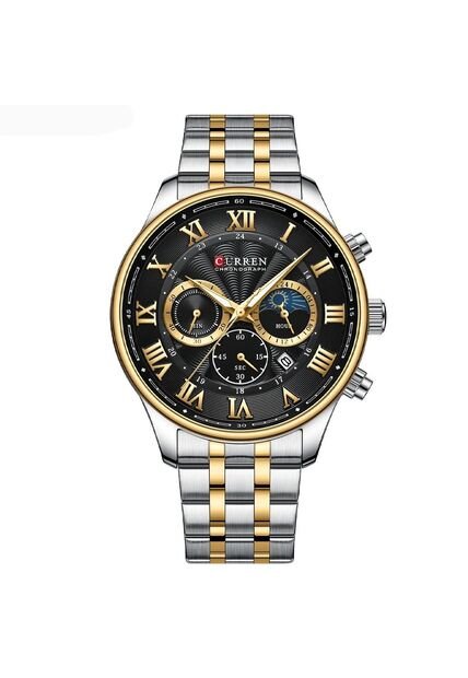 Reloj Curren 8427 Cronógrafo Tablero Negro - Bicolor