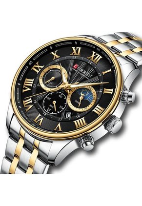 Reloj Curren 8427 Cronógrafo Tablero Negro - Bicolor