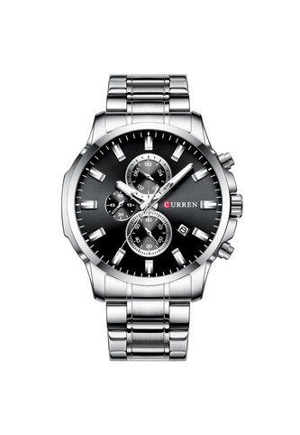 Reloj Curren 8348 Cronógrafo Tablero Negro - Plata Curren