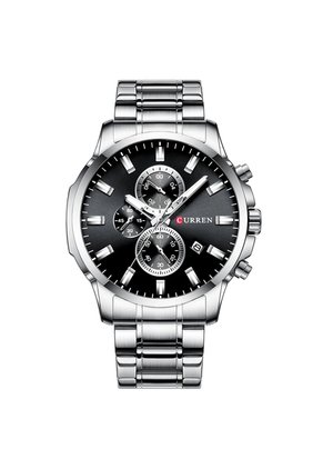 Reloj Curren 8348 Cronógrafo Tablero Negro - Plata