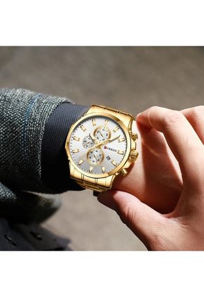 Reloj Curren 8348 Cronógrafo Tablero Blanco - Dorado