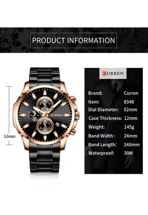 Reloj Curren 8348 Cronógrafo Marco Bronce - Negro