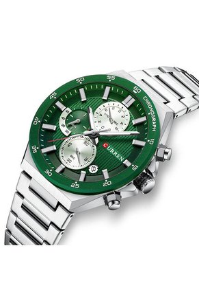 Reloj Curren 8481 Cronógrafo Tablero Verde - Plata