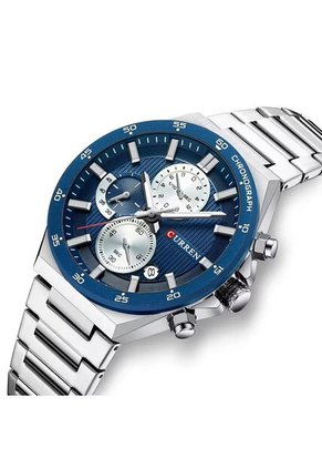 Reloj Curren 8481 Cronógrafo Tablero Azul - Plata