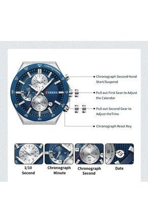 Reloj Curren 8481 Cronógrafo Tablero Azul - Plata