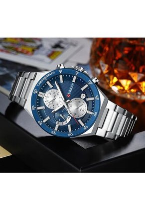 Reloj Curren 8481 Cronógrafo Tablero Azul - Plata
