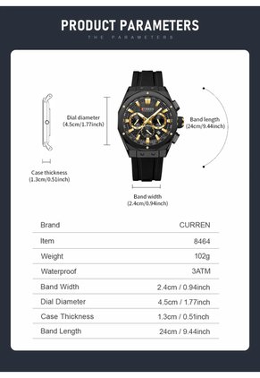Reloj Curren 8464 Cronógrafo - Negro