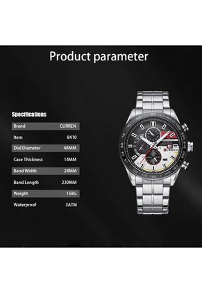 Reloj Curren 8410 Cronógrafo - Plata