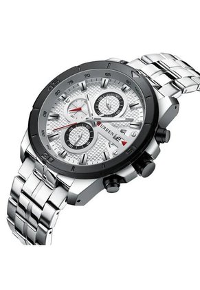 Reloj Curren 8337 Cronógrafo Tablero Blanco - Plata