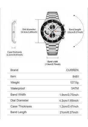 Reloj Curren 8481 Cronógrafo Tablero Blanco - Plata