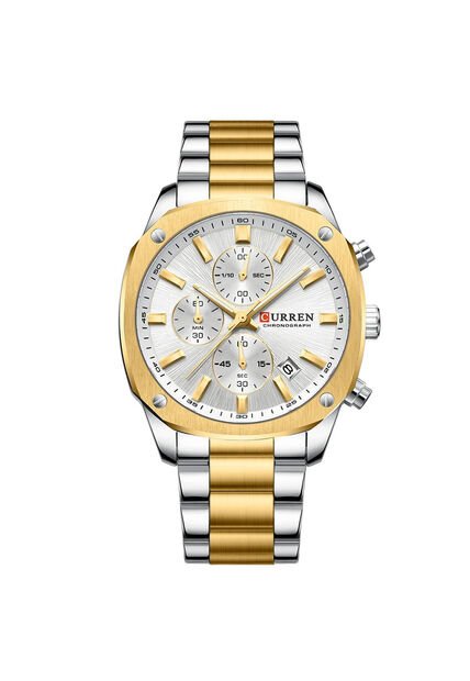 Reloj Curren 8490 Cronógrafo Tablero Blanco - Bicolor