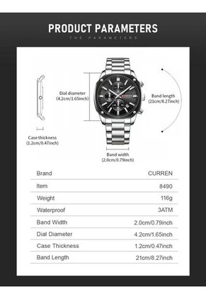 Reloj Curren 8490 Cronógrafo Tablero Negro - Plata