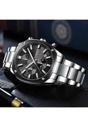 Reloj Curren 8490 Cronógrafo Tablero Negro - Plata