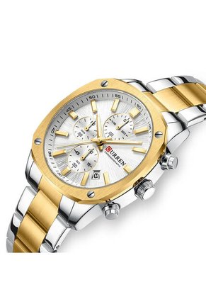 Reloj Curren 8490 Cronógrafo Tablero Blanco - Bicolor