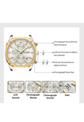 Reloj Curren 8490 Cronógrafo Tablero Blanco - Bicolor
