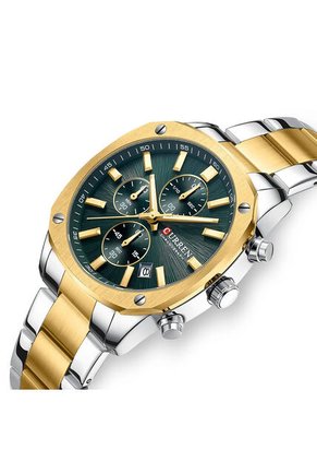Reloj Curren 8490 Cronógrafo Tablero Verde - Bicolor