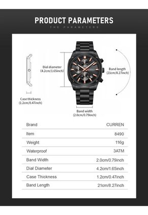 Reloj Curren 8490 Cronógrafo Tablero Negro - Negro