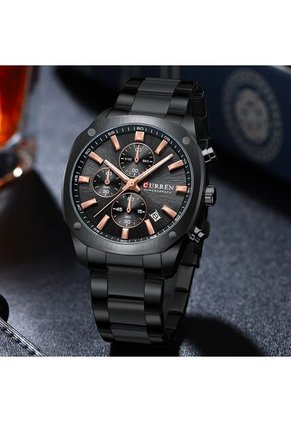 Reloj Curren 8490 Cronógrafo Tablero Negro - Negro