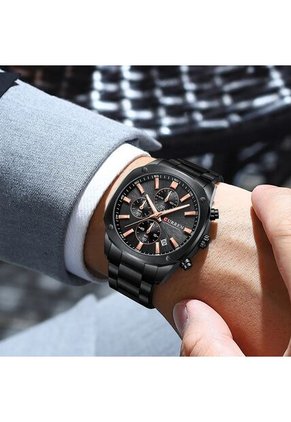 Reloj Curren 8490 Cronógrafo Tablero Negro - Negro