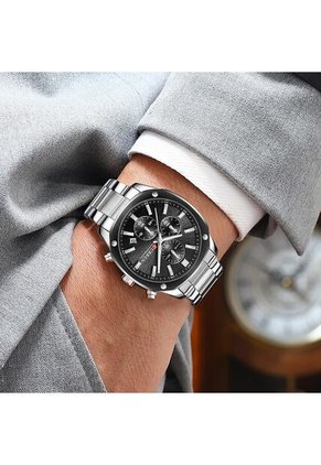 Reloj Curren 8490 Cronógrafo Tablero Negro - Plata