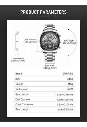 Reloj Curren 8490 Cronógrafo Tablero Gris - Plata