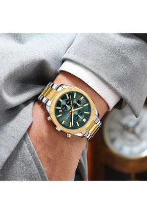 Reloj Curren 8490 Cronógrafo Tablero Verde - Bicolor
