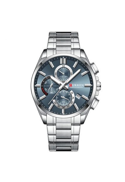 Reloj Curren 8475 Cronógrafo Fondo Azul - Plata