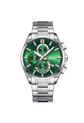 Reloj Curren 8475 Cronógrafo Tablero Verde - Plata