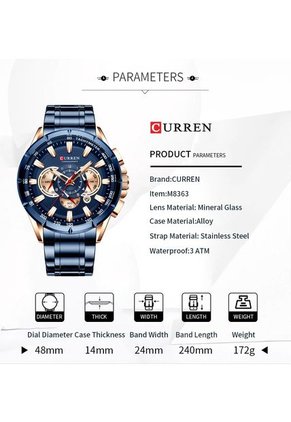 Reloj Curren 8363 Cronógrafo - Azul