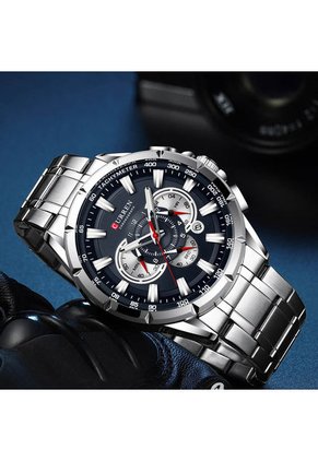 Reloj Curren 8363 Cronógrafo Tablero Azul- Plata