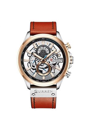 Reloj Curren 8380 Cronógrafo Tablero Blanco - Marrón