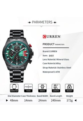 Reloj Curren 8401 Cronógrafo - Verde