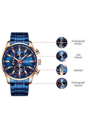 Reloj Curren 8351 Cronógrafo Todo Funcional Acero - Azul
