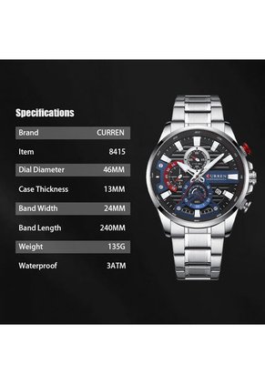 Reloj Curren 8415 Cronógrafo - Plata