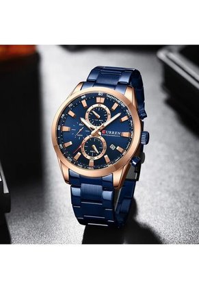 Reloj Curren 8445 Cronógrafo Tablero Azul - Azul