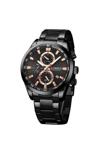 Reloj Curren 8445 Cronógrafo Tablero Negro - Negro Curren