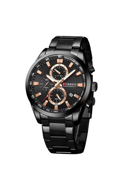 Reloj Curren 8445 Cronógrafo Tablero Negro - Negro
