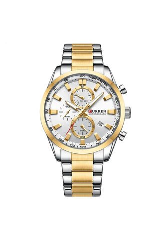 Reloj Curren 8445 Cronógrafo Tablero Blanco - Bicolor Curren