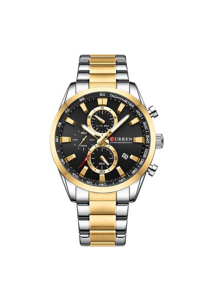 Reloj Curren 8445 Cronógrafo Tablero Negro - Bicolor