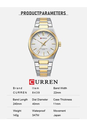 Reloj Curren 8439 Clasico Tablero Blanco - Bicolor