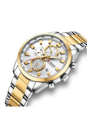 Reloj Curren 8445 Cronógrafo Tablero Blanco - Bicolor