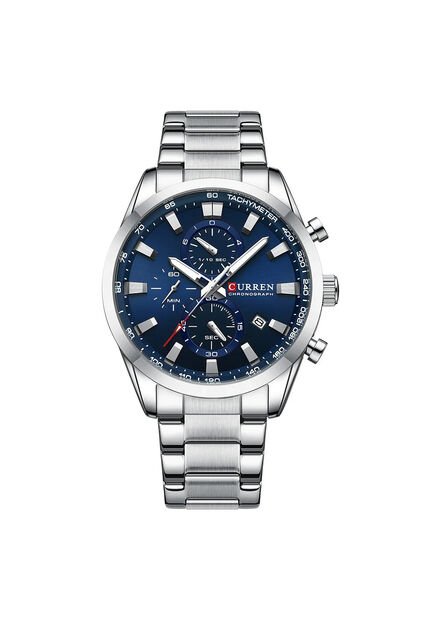 Reloj Curren 8445 Cronógrafo Tablero Azul - Plata
