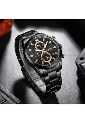 Reloj Curren 8445 Cronógrafo Tablero Negro - Negro