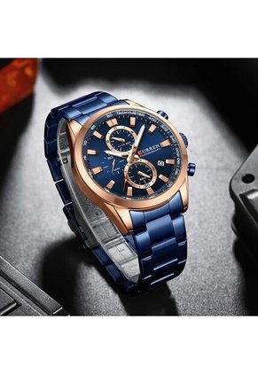 Reloj Curren 8445 Cronógrafo Tablero Azul - Azul