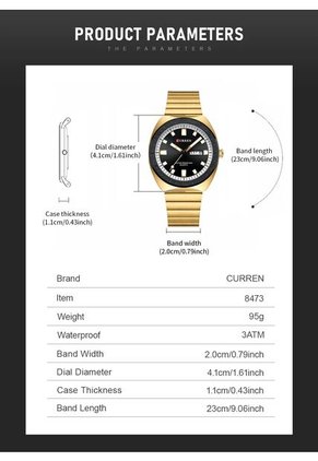 Reloj Curren 8473 Clasico Tablero Negro - Dorado