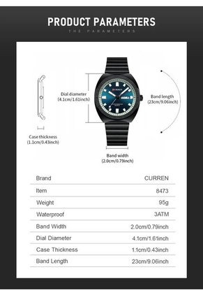 Reloj Curren 8473 Clasico Tablero Azul - Negro