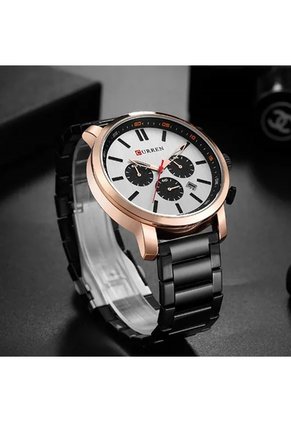 Reloj Curren 8315 Cronógrafo Tablero Blanco - Negro