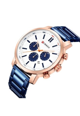 Reloj Curren 8315 Cronógrafo Tablero Blanco - Azul Curren