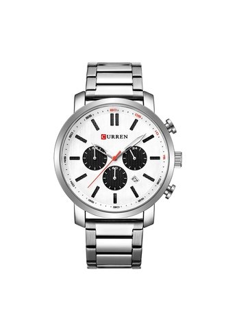Reloj Curren 8315 Cronógrafo Tablero Blanco - Plata Curren